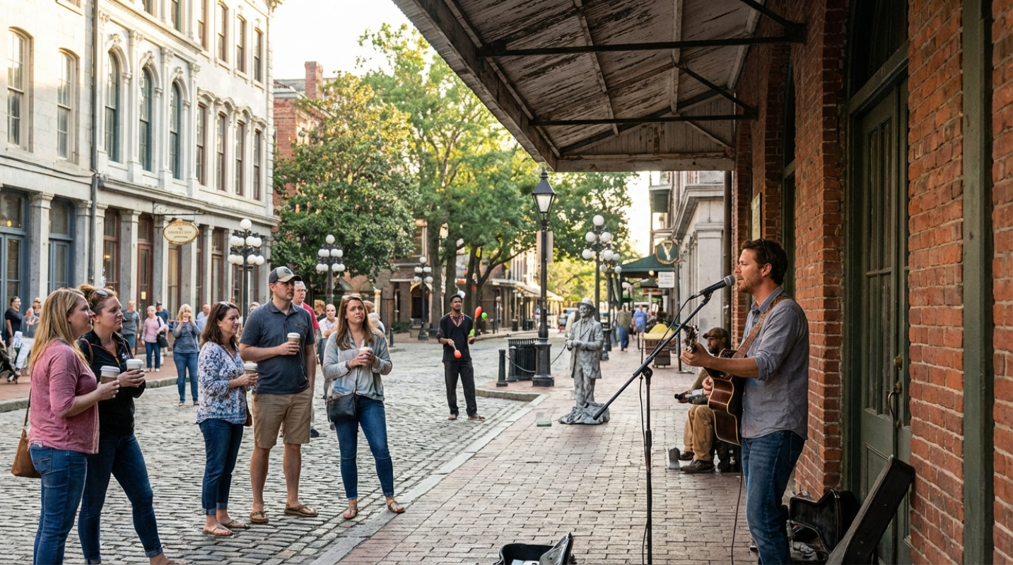 Historic Districts Featuring Live Street Performances